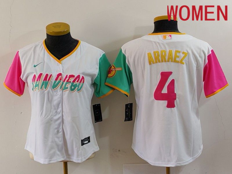 Women San Diego Padres #4 Arraez White City Edition Nike 2024 MLB Jersey style 1->->Women Jersey